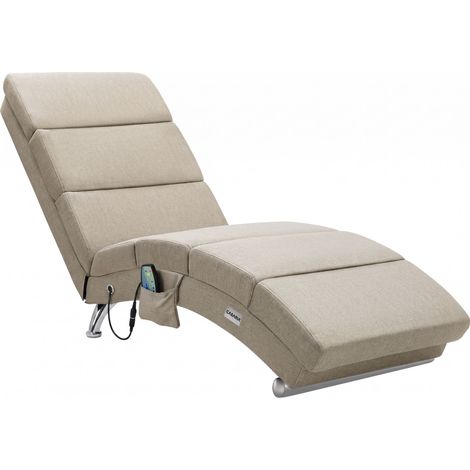 Casaria Diván Chaise Longue XXL Tumbona Masaje Relax Calentamiento 186x89x55cm Ergonómica 180Kg Tela color arena (1/5)