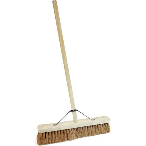 1 x 18" Coco Broom Soft Bristle Long Handle Indoor Outdoor Sweeping Brush