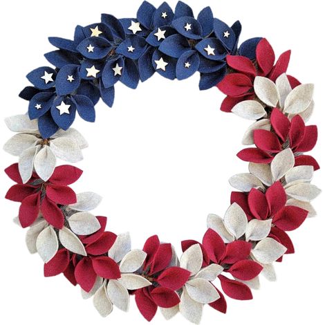 Couronne de Porte Fête Nationale Américaine, Décoration Murale 4 Juillet pour Maison/Bureau, Guirlande Patriotique (1/5)