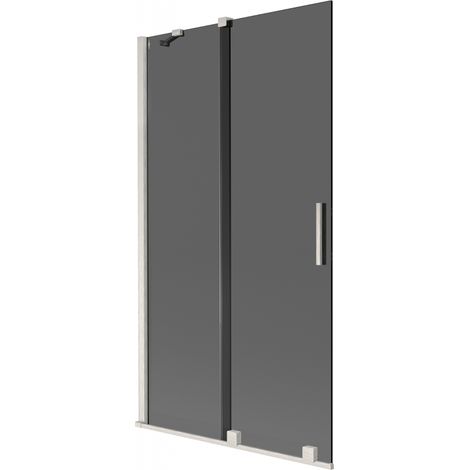 Mexen Velar Duschabtrennung für Badewanne, 2-flügelig, 100 x 150 cm, Graphit, gebürsteter Nickel - 896-100-000-41-97 (1/2)