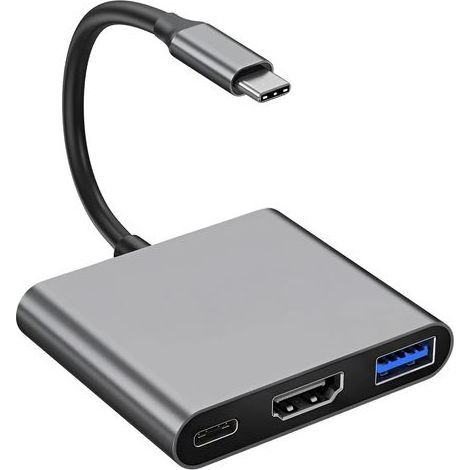 USB-C-auf-HDMI-Adapter, digitaler USB-C-AV-Multiport-Adapter mit HDMI 4K@30Hz PD 100W Ladefunktion und USB 3.0-Anschluss, 3-in-1-Multiport-Hub für MacBook Air/Pro, iPad, Laptop, Samsung, HP Surface (1/5)