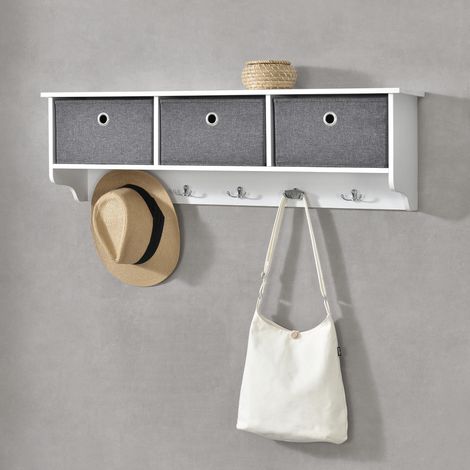 Wandgarderobe Horsens mit Aufbewahrungsboxen 100x20x30cm Weiß/Grau en.casa