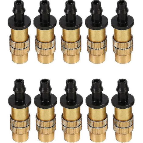 10 Pcs Adjustable Watering Nozzles - Atomizer Cooling Heads for A (Black) (1/4)