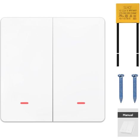 Interrupteur Lumiere Connectée WiFi Smart Life Tuya App Interrupteur Mural Connecté Commande vocale WiFi, fil neutre ou fil sous tension unique, 2 compartiments, 1 voie (1/5)