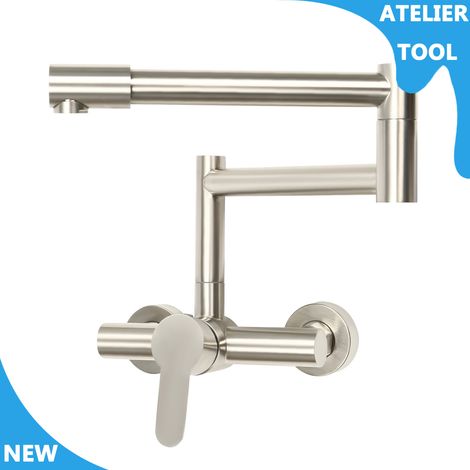 ATELIER G1/2'' robinet de cuisine monté au mur en acier inoxydable 304 robinet rotatif (1/5)