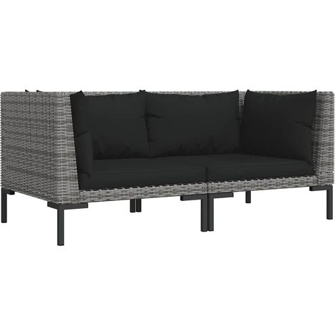 Maison Exclusive - Gartensofas 2 Stk. mit Kissen Halbrundes Poly (1/5)