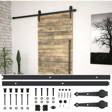 Green Mobility-INLIFE Kit de fixation pour porte coulissante 200 cm Acier Noir (1/5)