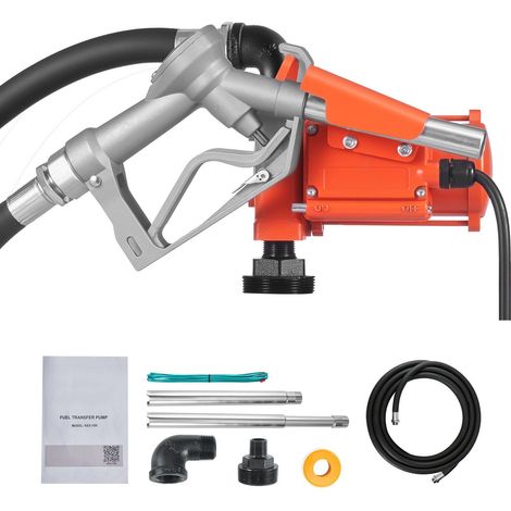 Pompe de transfert de carburant 12V 57L/min, corps en fonte, kit complet avec pistolet manuel et tuyau de refoulement, protection anti-surchauffe, câble d'alimentation, antidéflagrante, pour essence, (1/5)