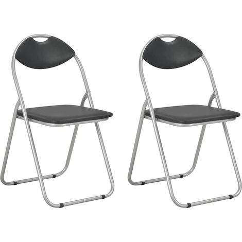 vidaXL Sillas plegables (2 unidades) de piel sintética negra (1/5)