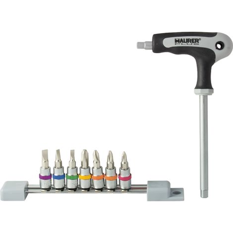 Maurer 92776 Inserti a Bussole, 1/4"""S2, Torx, 8 Pezzi M Plus, Grigio
