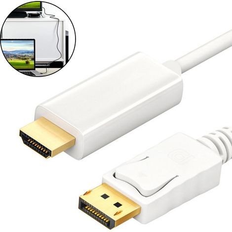 Adaptateur DisplayPort Mâle vers HDMI Femelle - 15 cm - Doré - Pour Ordinateur Portable Bureau Projecteur Téléviseur - 1 Pièce (1/5)