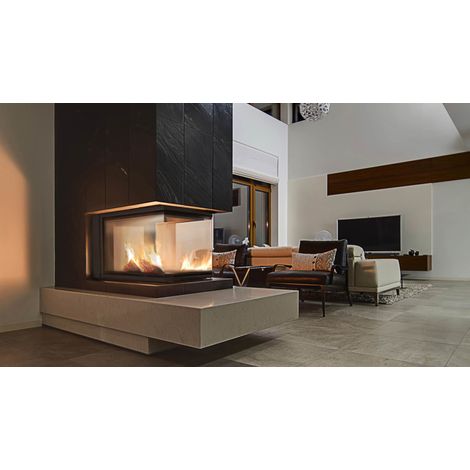Inserto para chimenea de leña 3 lados acristalados y puerta de guillotina 11 kW NOLWENN (1/5)