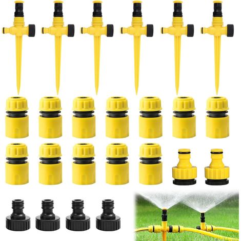 Gartensprenger, automatischer Sprenger, 360° drehbar, Rasensprenger, automatische Bewässerung mit 1/2"- und Y-Schlauchanschluss, einstellbare Rasenbewässerung für Gartenpflanzen (M2) (1/5)