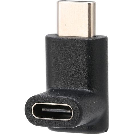 Adaptateur USB-C coudé 90° mâle-femelle noir, stable et portable pour charge, données et vidéo (1/5)