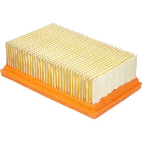 KÄRCHER Filtre de Rechange Plissé Plat 2.863-005.0 pour Aspirateur Karcher WD4 WD6 KWD4 KWD6, 16L x 10l x 4,70H cm, Beige, Orange. (1/5)