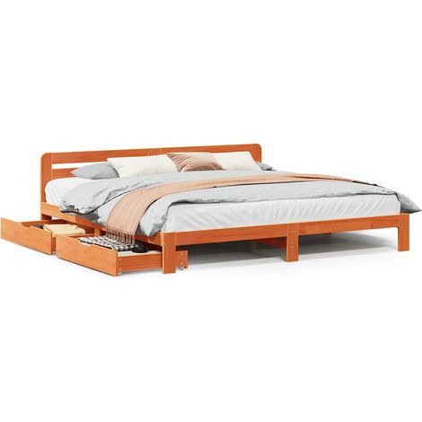 Maison Exclusive - Massivholzbett ohne Matratze Wachsbraun 200x20