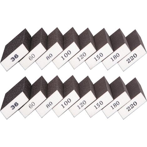 Schuurspons - Aluminaoxide - 16 Stukken - Korrelgroottes 36 bis 220 - Geschikt Voor Hout Metaal Kunststof Keramiek - Nat En Droog Gebruik (1/5)