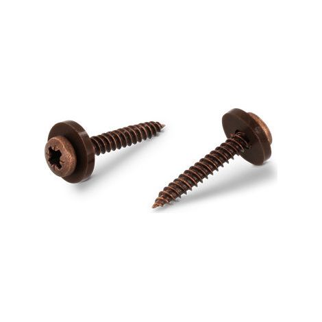 Vis tôle Tête cylindrique TC Pozi N°2 + Rondelle Nylon 3.9X32 Inox A2 Marron-200 pièces