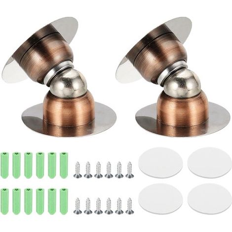 Zweiteiliges magnetisches Türstopper-Set, 4,6 cm, magnetischer Edelstahl zur Wandmontage, geeignet für Schlafzimmer, Badezimmer, Küchen und Büros, kupferrot. (1/5)