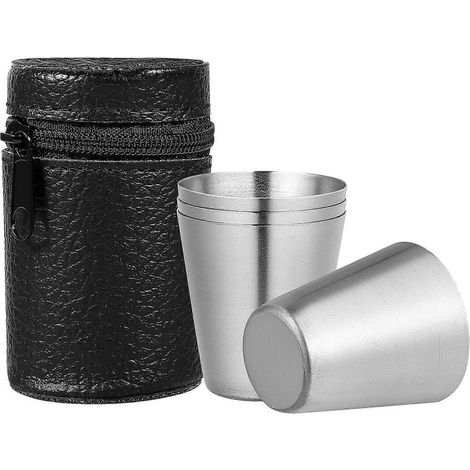 Set aus Edelstahlbechern, kleine, tragbare Becher für Camping und Picknicks, Weingläser aus Metall