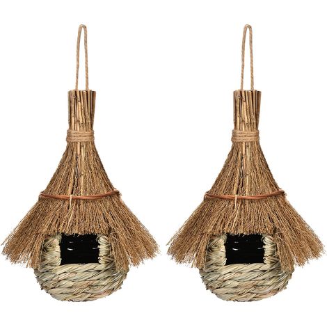 2 Pièces Nichoir Oiseaux Exterieur Suspendus, Nichoirs à Oiseaux Sauvages, Nichoir Oiseaux Tissé, Nid Oiseau Fait à La Main Cabane Oiseaux Maison pour L'oiseau Décoration de Jardin (1/5)