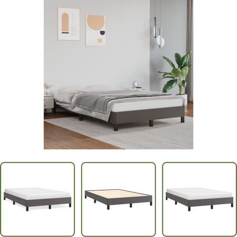 Kunstlederbett - Bettgestell ohne Matratze Grau 120x190 cm Kunstleder (1/5)