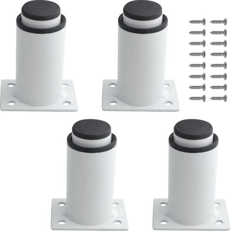 Lot de 4 pieds réglables en métal robuste pour meubles (table, lit, canapé) - Hauteur 80 à 120 mm - Blanc