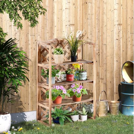 Estantería para plantas de madera maciza natural 3 baldas 75 x 38 x 120 cm (1/5)
