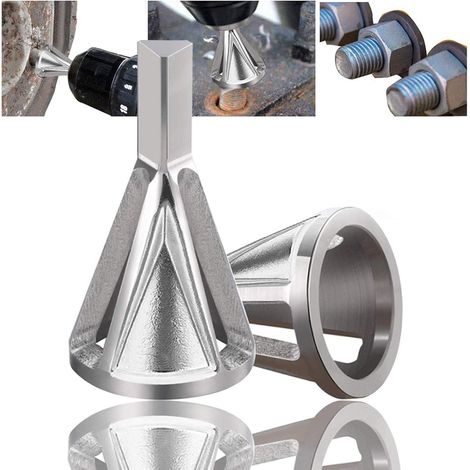 CCYKXA Deburring External Chamfering Tool (Silver-2Pack) Chamfering Tool High Speed Stainless Steel External Drill Bit Quickly Repair Damaged Metal External Chamfer Deburring Tool (1/5)