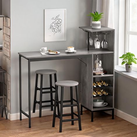 Ensemble table de bar et tabourets 121,5 x 40 x 122 cm (1/5)