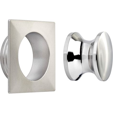 Aufschraubschloss Möbelschloss Caravan-Schloss Türschschloss Knopfset eckig 19 mm Edelstahloptik