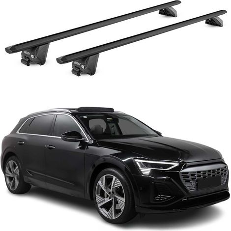 OMAC Dachträger Aluminium TÜV geprüft für Audi e-Tron 2018-2025 – Für integrierte Dachreling – T Nut – Max 100 kg – 2 Schlösser Schwarz (1/5)