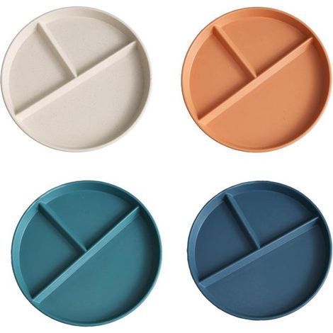 Longziming - Ensemble de 4 assiettes Set pour le goûter - Assiettes réutilisables pour enfants, idéales pour le petit-déjeuner, le dîner, le Snacks et les desserts - Durables et pratiques à la maison (1/5)