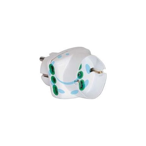 ADATTATORE TRIPLO 2 POLI + TERRA SCHUKO BIPASSO SPINA SCHUKO - bianco 82230