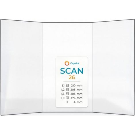 Vitre Scan 26 - Verre Prismatique pour poêle à bois - (205 + 210 + 205) x 376 mm (L2+L1+L3 x H1) - 4 mm