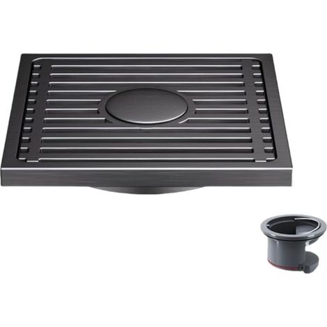 Bonde de douche en acier inoxydable gris à grande capacité pour salle de bain et douche, évacuation des eaux usées, en bambou, double usage. (1/5)
