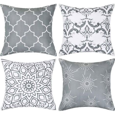 Housse de coussin décorative - - 45x45 cm - Gris - Douce - Fibre synthétique (1/5)
