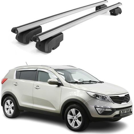OMAC Aluminium Dachträger Querträger für Kia Sportage mk3 SL 2011-2016 – City Crash – ISO/PAS 11154:2006 – Abschließbar – Max. 75 kg – 2 Stangen Silber (1/5)
