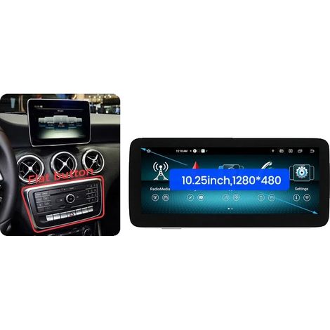 Radio para coche, compatibilidad con smartphones, funciones multimedia, compatible con Benz Clase A / GLA / CLA, 10,25" 6-128GB 5.0 (1/2)