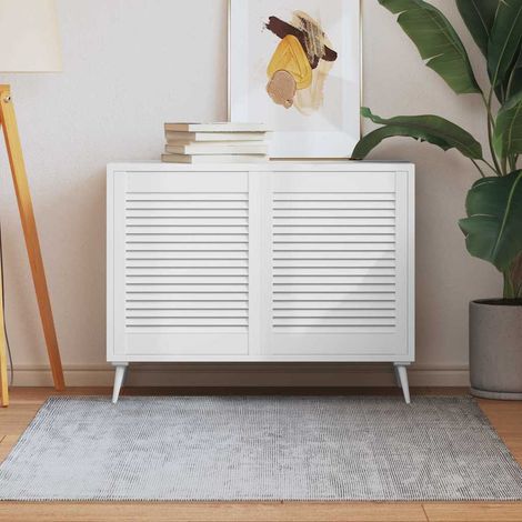 vidaXL Portes d'armoire à persiennes 2pcs blanc 61,5x49,4cm pin massif (1/5)