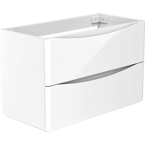 800mm Wall Hung Bathroom Vanity Unit without Basin Gloss White 2 Soft Closing Drawers - Flat Pack (1/5)