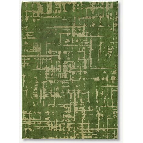 DISEÑO BAOBAB - ALFOMBRA ESTRUCTURA EFECTO TERCIOPELO - Hecha en Bélgica  - Acabado a Mano - Antideslizante Natural - 100% Poliéster - Verde Perrier'S - Redonda 240 CM