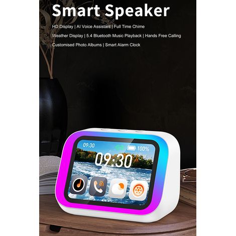 Sveglia intelligente con altoparlante Bluetooth, visualizzazione meteo, luce notturna, lettore musicale, lettore di storie, cornice digitale, regalo perfetto, app Bluetooth (1/5)