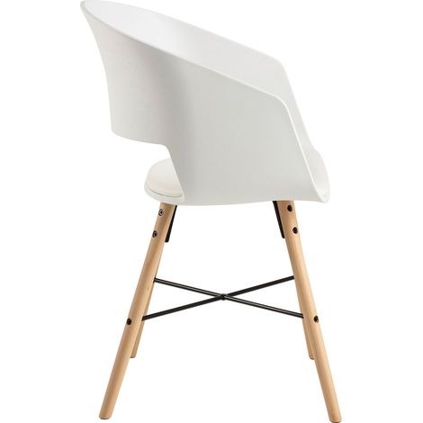 Luna chaise de salle à manger avec accoudoirs PU cuir blanche. (1/5)