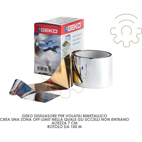 Geko dissuasore per volatili nastro bimetallico h 7 cm lunghezza 100 m volatili uccelli (1/2)