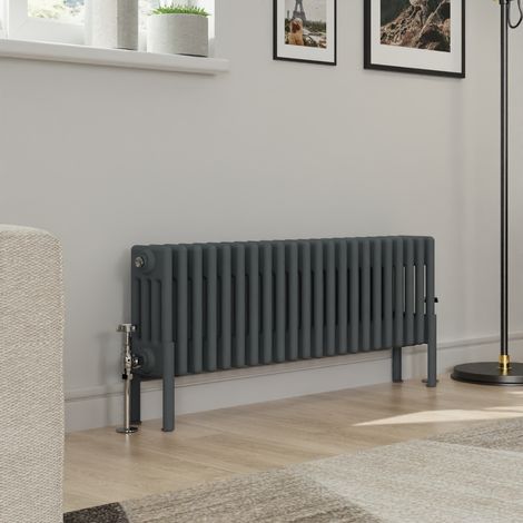 Warmehaus Traditional 4 Column Anthracite Radiator Cast Iron Style Radiators 300x1010mm