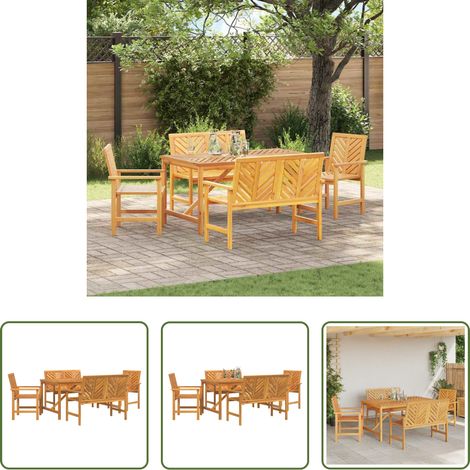 vidaXL Essstuhl - Garten Essgruppe 5 pcs Braun Massivholz Akazie (1/5)