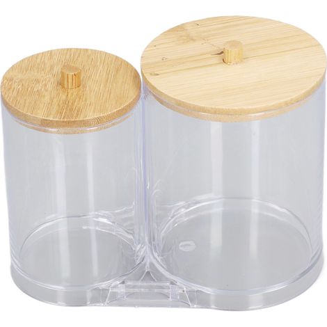 Transparente Aufbewahrungsbox für Make-up-Entferner-Pads mit Bambusdeckel – Kosmetik-Organizer (1/5)