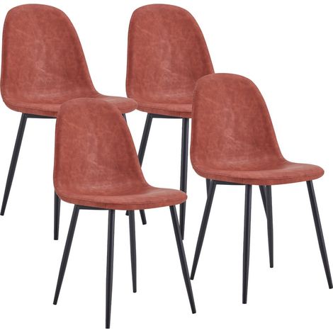 Set di 4 sedie in pelle PU marroni con gambe metallo - Bella (1/5)