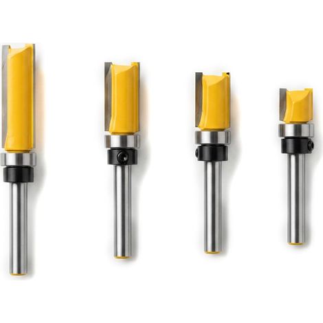 4 Pieces Flush Router Bit with Top Bearing, Carbide Copy Mill for Woodworking, Shank 6.35 mm (1/4 inches), Cutting Length 0.5/0.787/0.984/38 mm, Carpentry Tools (1/5)